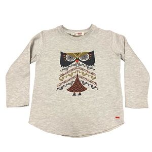 Castro Girl's Gray Owl Graphic Print Crewneck Sweatshirt